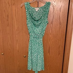 LOFT Green and White Polka Dot Dress